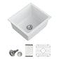 18 Inch Undermount Small Bar Sink Single Bowl Kitchen Sink White Granite Composite Wet Bar Sinks 18"W×16"D×9"H