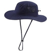 UPF50+ Wide Brim Sun Hat for Mens Womens UV Protection Beach Bucket Hat Airy Cowboy Hat for Fishing Hiking Gardening Navy Blue