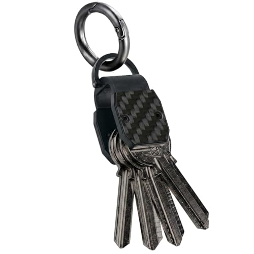 Compact Aluminum Carbon Fiber Mini Key Organizer Holder Keychain