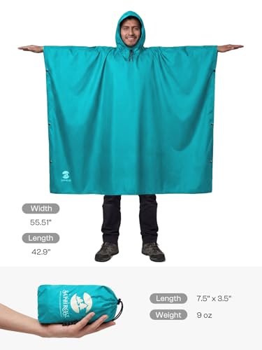 Hooded Rain Poncho Waterproof Raincoat Jacket for Men Women Adults