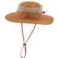 Men's Sun Hat UPF 50+ Wide Brim Bucket Hat Windproof Fishing Hat Brown
