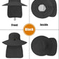 Outdoor Sun Hats with Stowable Neck Flap for Men Women UPF 50+ Mesh Summer Bucket Hat Wide Brim for Fishing Safari Hiking Black