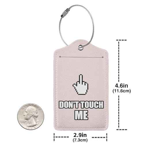2 Pack Luggage Tags for suitcases Pink Don't Touch Me TSA Approved Label Luggage Tag Baggage Tag Leather Stainless Steel Loop Label Tag for Men Women Travel Bag Suitcase (2 Count)