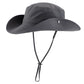 Men's Cowboy Sun Hat Wide Brim Fishing Hiking Camping Gardening Hat UV Protection Outdoor Summer Sun Hat Dark Grey