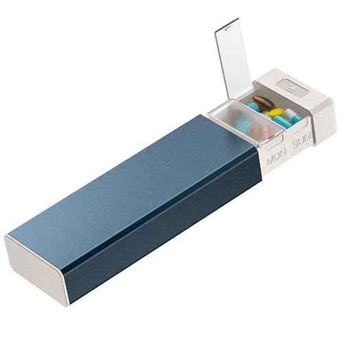 Metal Pill Organizer with 7 Separate Compartments for Pills Storage (7 Count)