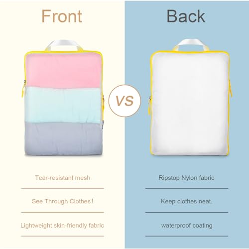 Compression Packing Cubes Travel Essentials with See Through Mesh for Suitcases (7 Count)