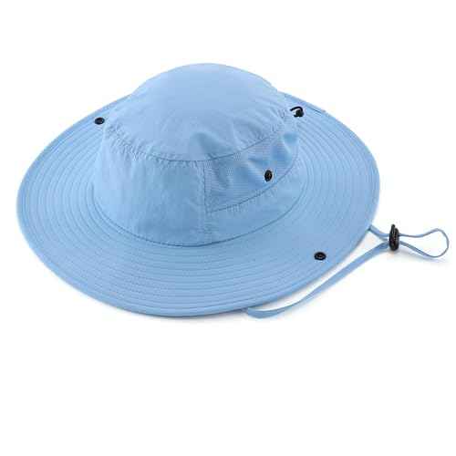 UPF50+ Mens Sun Hat Wide Brim Womens UV Protection Beach Bucket Hat for Fishing Hiking Snap Up Cowboy Hat