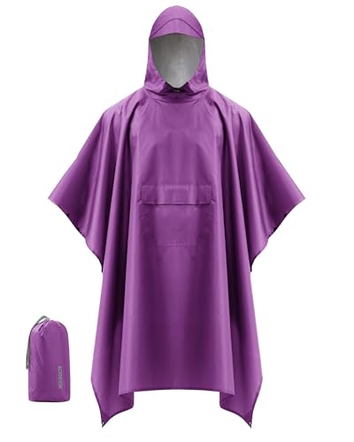 Hooded Rain Poncho Packable Waterproof Unisex Raincoat with Pocket