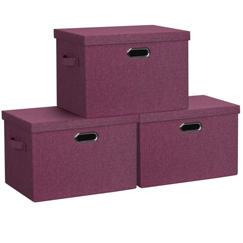 Storage Bins with Lids Fabric Closet Organizers Cubes Office Organization (3 Count)