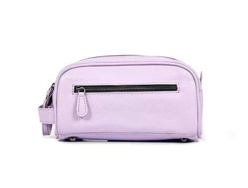 10" Premium Leather Toiletry Travel Pouch With Waterproof Lining