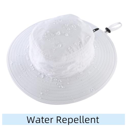 Sun Hat for Men Women Outdoor UPF 50+ Sun Protection Bucket Hat Adjustable Cowboy Hats Summer Safari Hat White