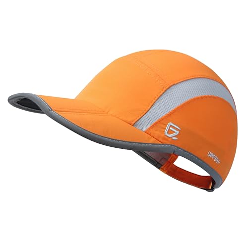 Baseball Cap Nylon Running Cap Outdoor Sports Hat Adjustable Quick Drying Reflective Foldable 50+ UPF Inhibit UV Mesh Race Lightweight Water Repellency Orange