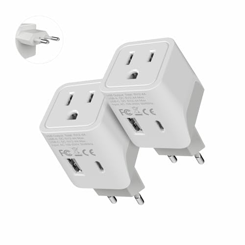 European Egypt Travel Adapter Plug with Dual USB (2 Count)