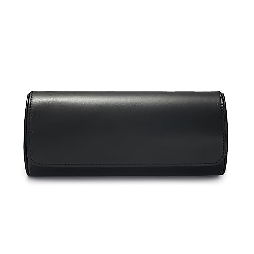 3 Slot Leather Watch Travel Case Black