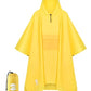 Extra Thick Hooded Rain Poncho Double Layer Waterproof Raincoat Jacket for Men Women Adults