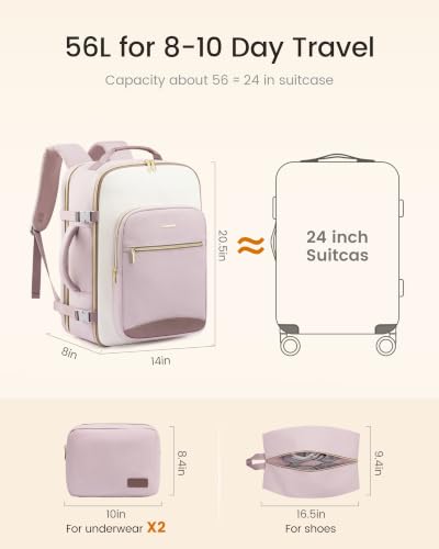 56L Travel Backpack for Women & Men