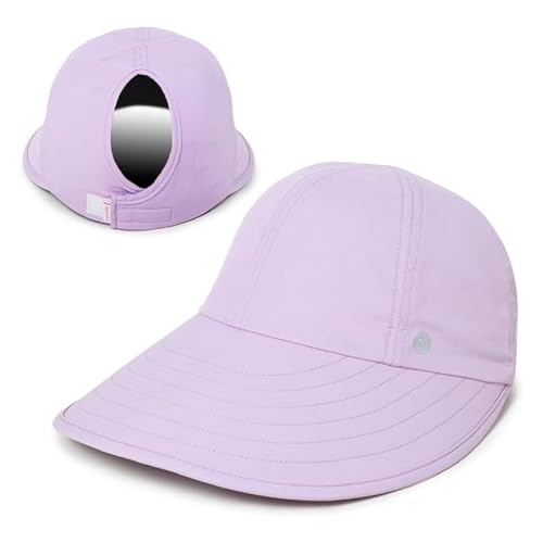 Womens Sunblocker UPF 50 Wide Brim Ponytail Sun Hat