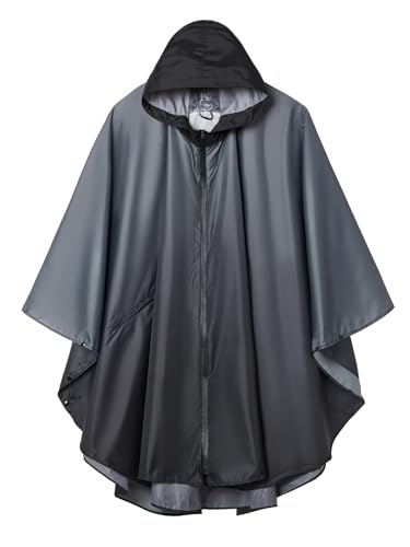 Adults Rain Poncho Waterproof Raincoat Women Gradient Hood with Pocket