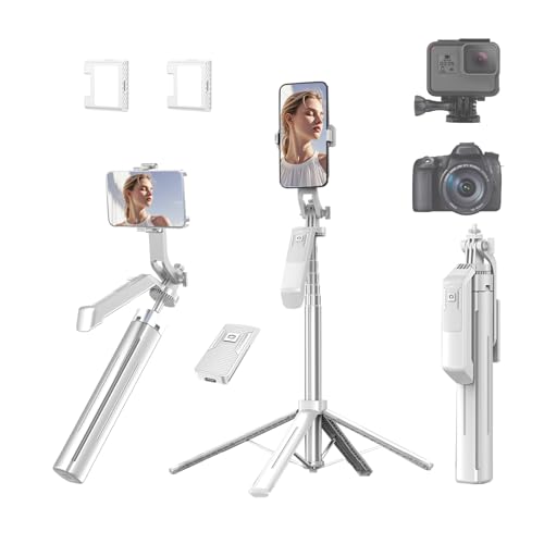 71" Selfie Stick Phone Tripod with Wireless Remote & 2 LED Fill Lights