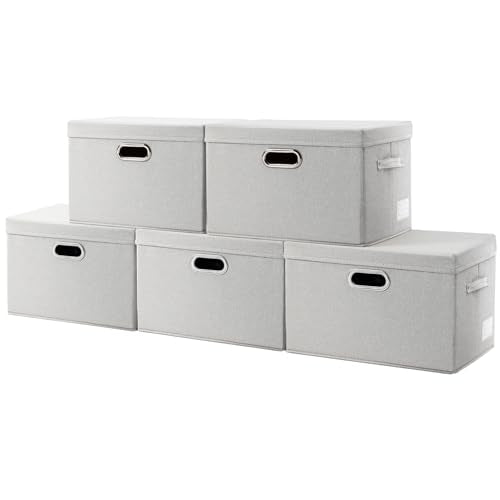 Large Collapsible Storage Containers with Lids [5 (5 Count)