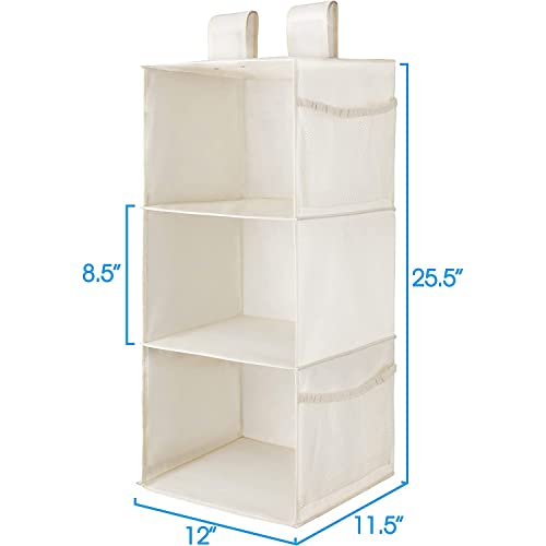 2 Pack 3 Shelf Hanging Closet Organizer with 2 Velcro (2 Count)
