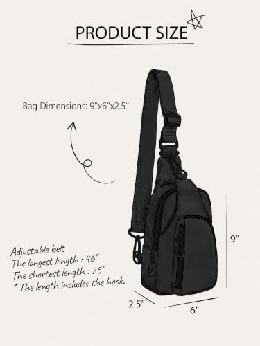 Sling Bag with Adjustable Straps Crossbody Chest Bag Lightweight Small Backpack for Casual Outdoor Traveling Hiking