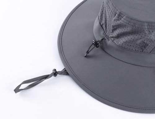 Foldable UPF 50+ Sun Hat for Men Women Wide Brim Beach Bucket Hat Summer Outdoor Fishing Hat UV Sun Protection Cap for Hiking Gardening Golf Dark Grey
