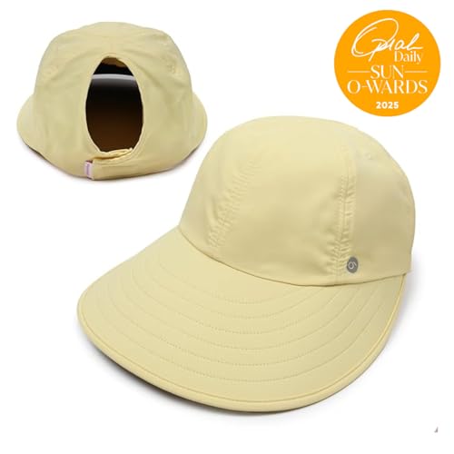 Womens Sunblocker UPF 50 Wide Brim Ponytail Sun Hat