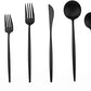 20-Piece 18/10 Stainless Steel Flatware Silverware, Luxury Dinnerware Set Travel Cutlery Tableware Include Knife Fork Spoon Service for 4,Healthy & Eco-Friendly Dishwasher Safe (Black Matte) (4 Count)
