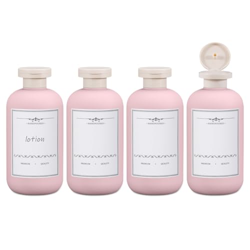 6.7oz 4Pcs Plastic Refillable Travel Shampoo & Conditioner Bottles With Flip Cap