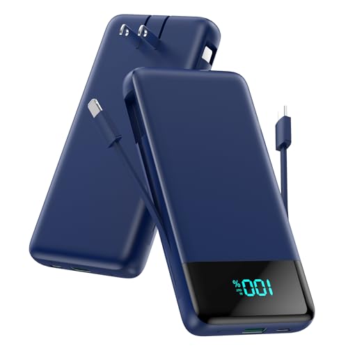 Portable Charger for iPhone with Built in Cables and Wall Plug