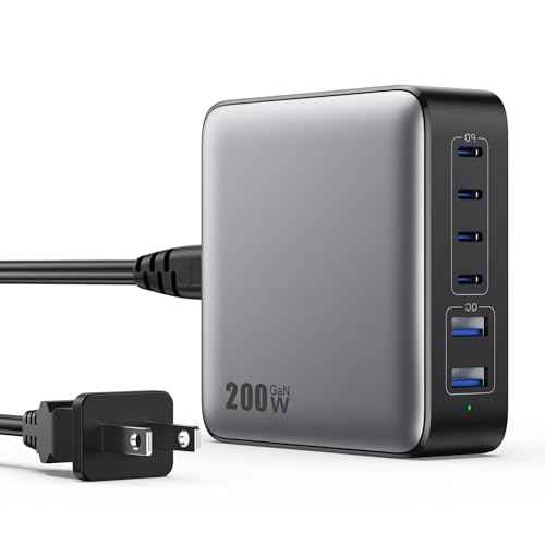 USB C Charger Block 200W[2026 Upgraded] GaN III 6 Port Fast Charging Station Hub