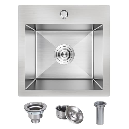 15 x 15 x 9 Inch Drop In Kitchen Bar Sink