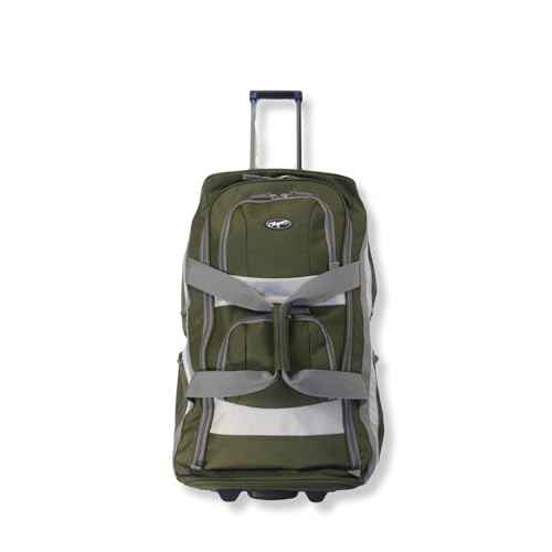 22 inch Carry On 8 Pockets Wheeled Rolling Duffel Bag Water Resistant Luggage Lightweight Travel Suitcase with Retractable Handle