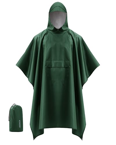 Hooded Rain Poncho Packable Waterproof Unisex Raincoat with Pocket
