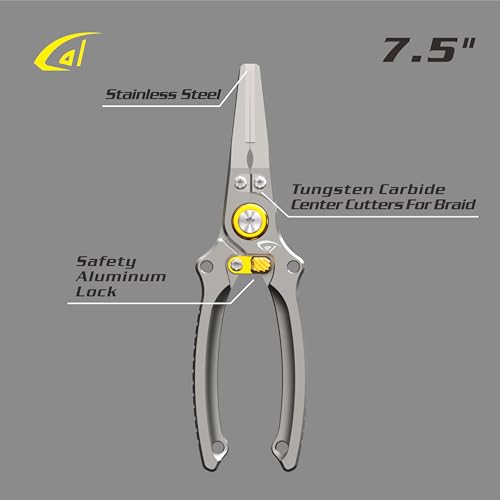danco 7.5 Inch Aluminum Center Cutter Fishing Pliers with Sheath and Lock
