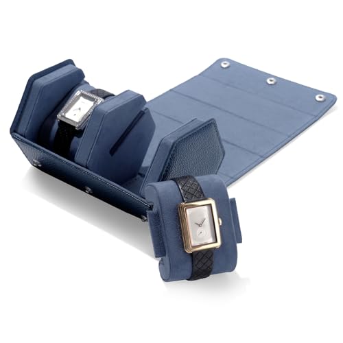 2 Slot Watch Box Blue Hexagonal