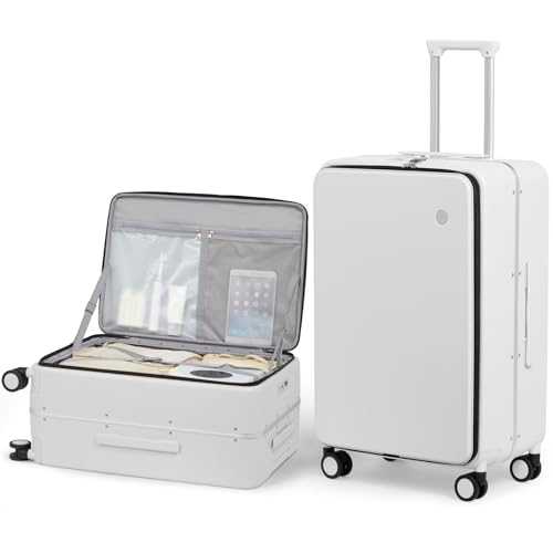 24 Inch Checked Luggage PC Hard Shell Suitcase Top Opening Aluminum Frame Travel Suitcases with Wheels