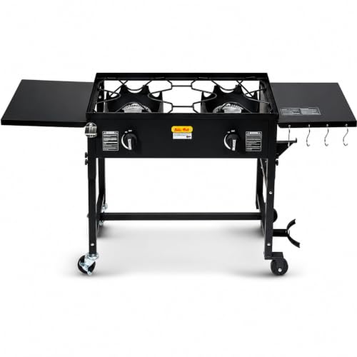 Outdoor Camping Propane Double Burner Stove Cook Cooking Station Stand Picnic BBQ Grill 58