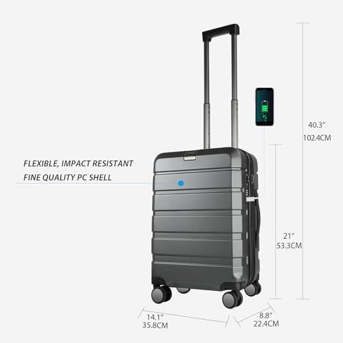 Hardside Expandable Carry On Luggage with Spinner Wheels & Built
