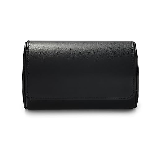 2 Slot Leather Travel Watch Case Black