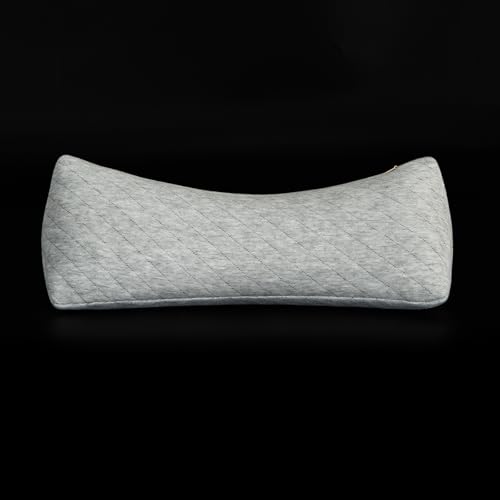 Buckwheat Neck Support Pillow Cervical Neck Cylinder Bolster Pillow Neck Pain Relief Breathable Comfortable for Back and Side Sleepers Round Pillows for Lunch Break Gray