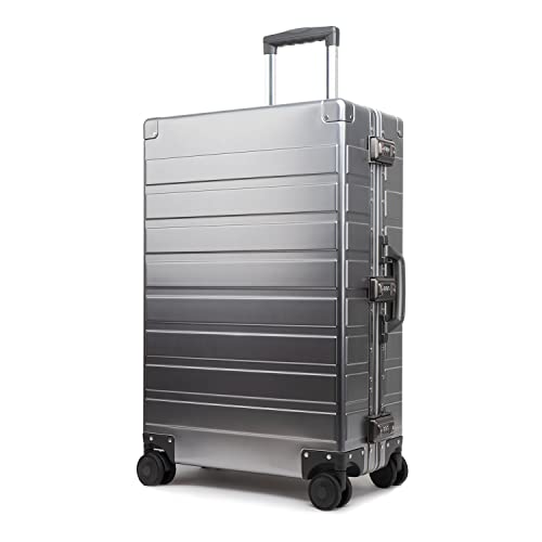 All Aluminum Luggage with TSA Locks Metal Hard Shell Zipperless Spinner Alloy Metal Suitcase