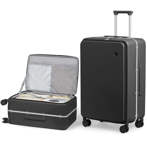 26 Inch Large Checked Luggage PC Hard Shell Suitcase Top Opening Aluminum Frame Travel Suitcases with Wheels