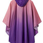 Adults Rain Poncho Waterproof Raincoat Women Gradient Hood with Pocket