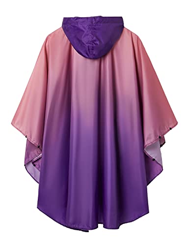Adults Rain Poncho Waterproof Raincoat Women Gradient Hood with Pocket