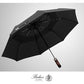 Folding Umbrella Real Wood Handle Auto Open Close Black