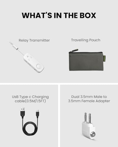 Relay Airplane Bluetooth Adapter for 2 AirPods or Headphones (5.2911 Ounce)