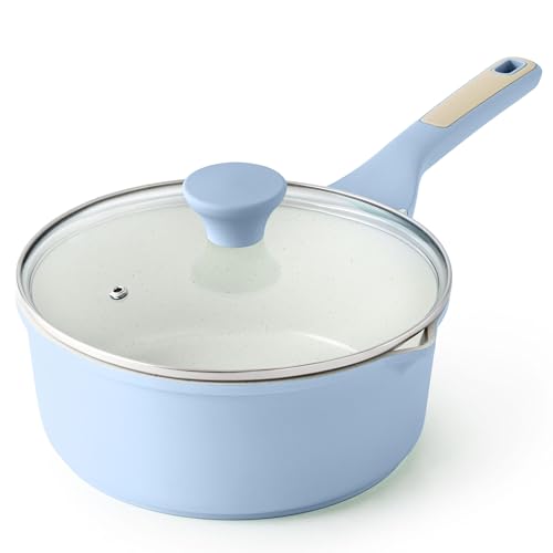 Ceramic Nonstick Saucepan with Double Pouring Spout