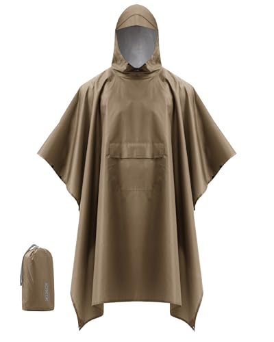 Hooded Rain Poncho Packable Waterproof Unisex Raincoat with Pocket
